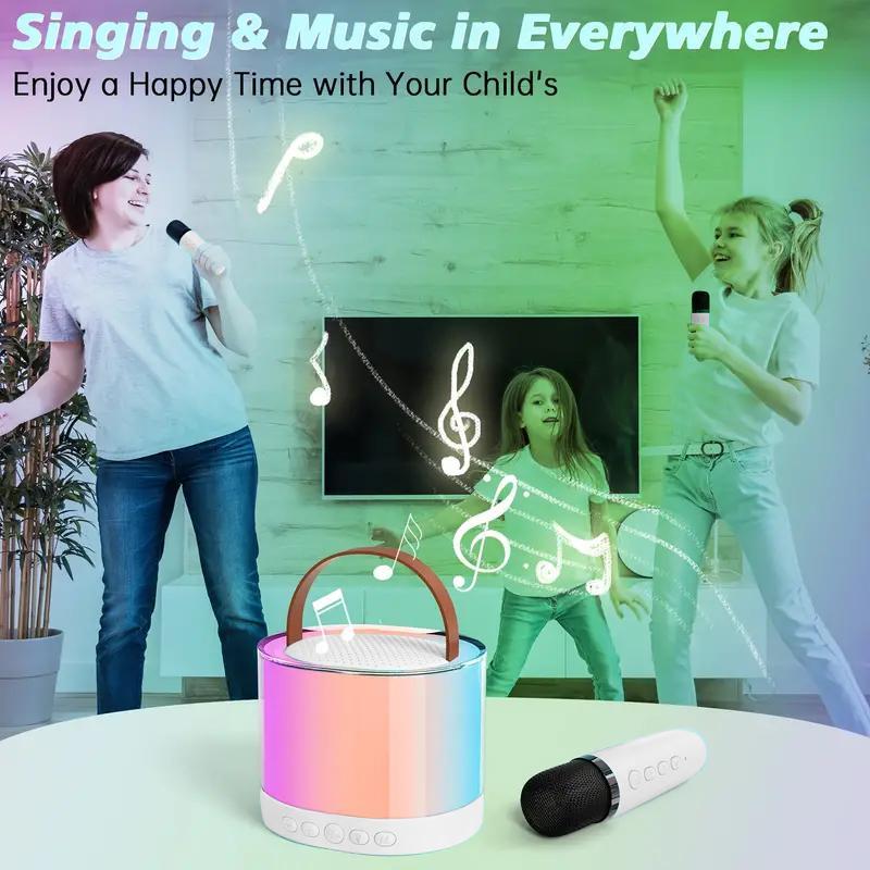 Portable Wireless Microphone & Speaker, USB Rechargeable Mini Karaoke Machine with 2 Wireless Microphones, Bluetooth-compatible Microphones for Home - 4